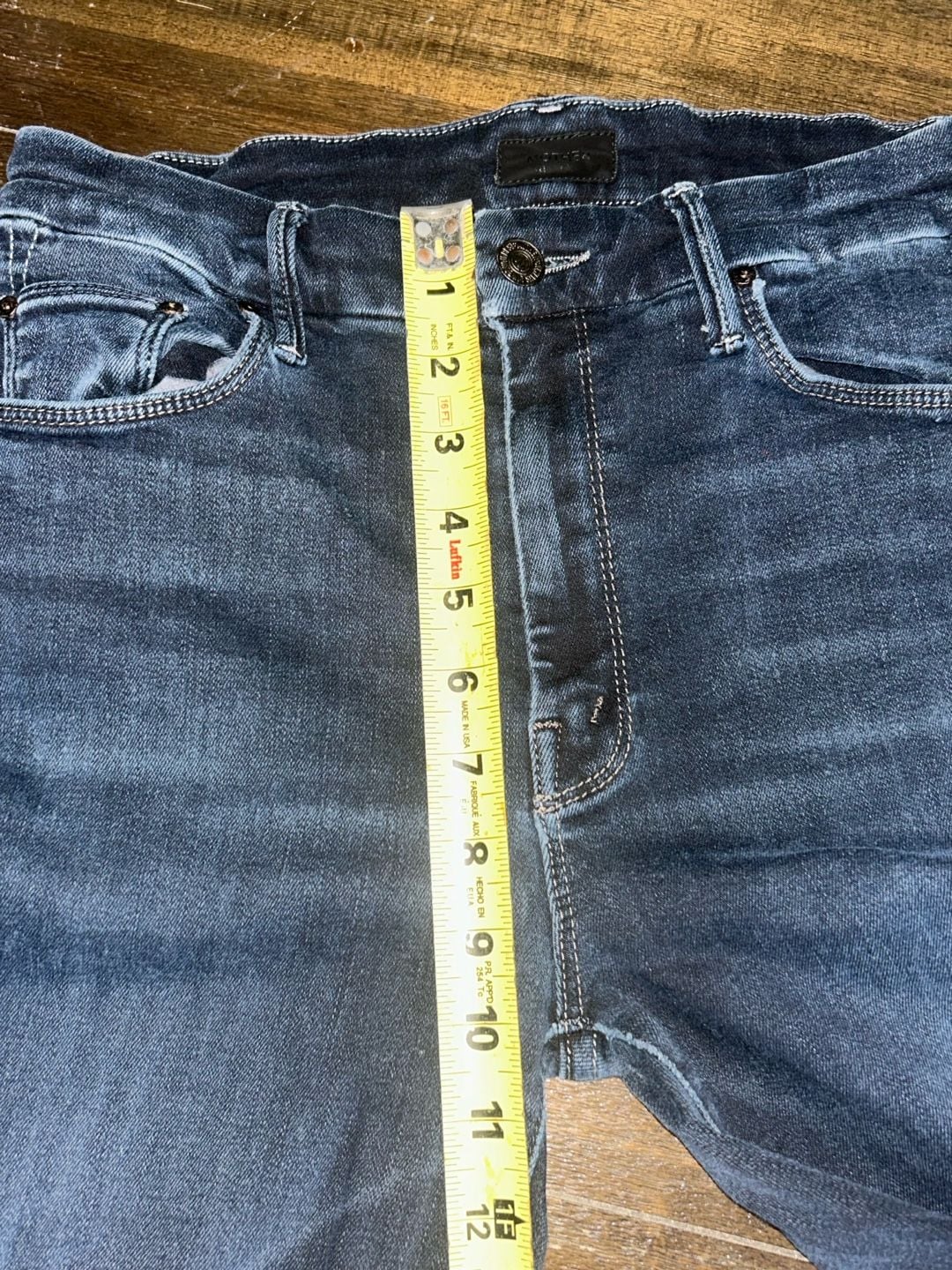 MOTHER The Looker High Rise Skinny Jeans in Dark Wash with Frayed Step Hem 5
