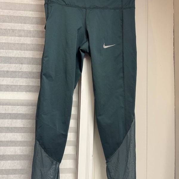 Nike Women's Dri-FIT Running Tights with Mesh Panels and Pockets - Dark Teal / Spruce