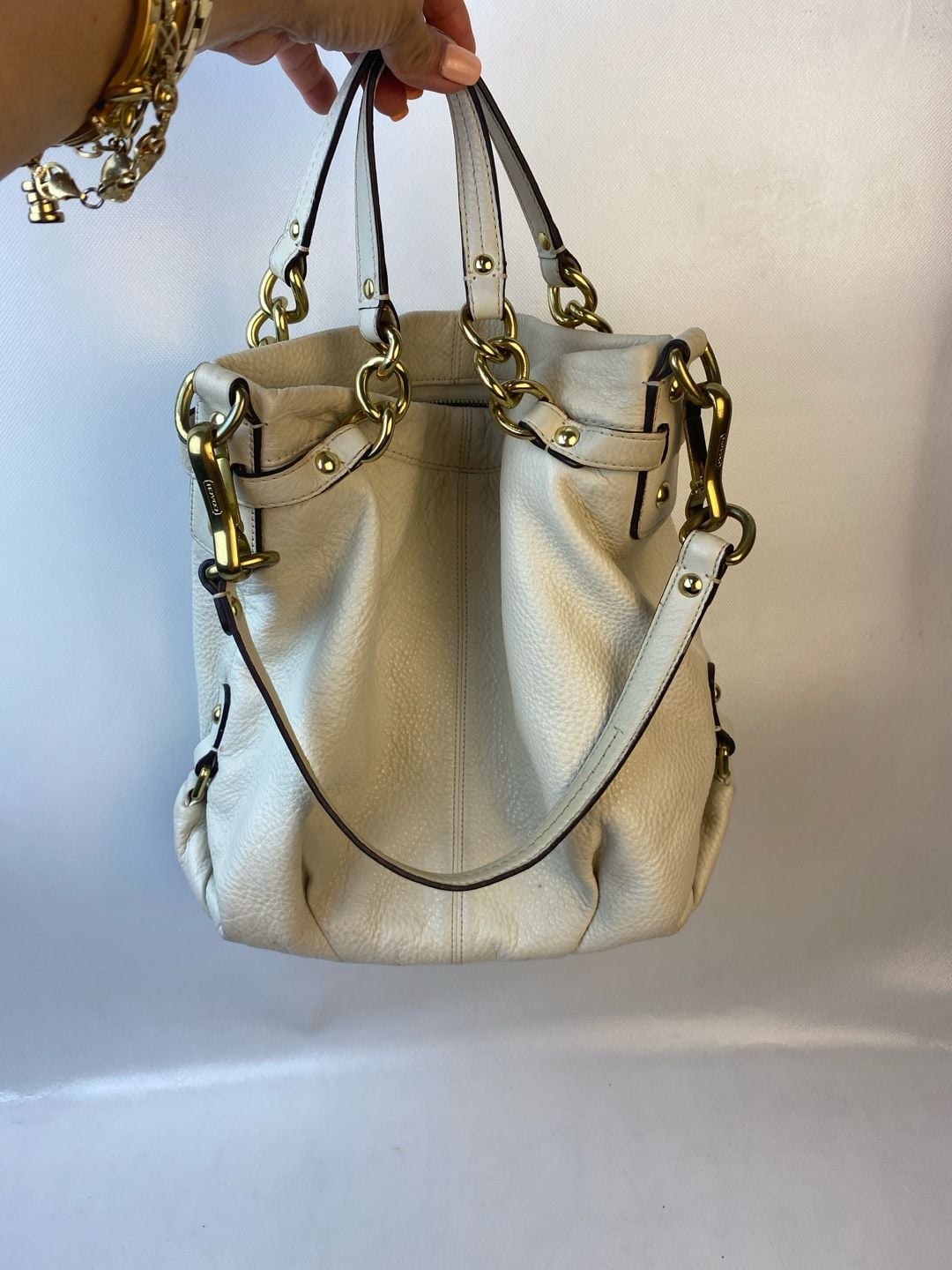 Coach Hobo Ivory Cream Pebbled Leather Shoulder Bag F17165 3