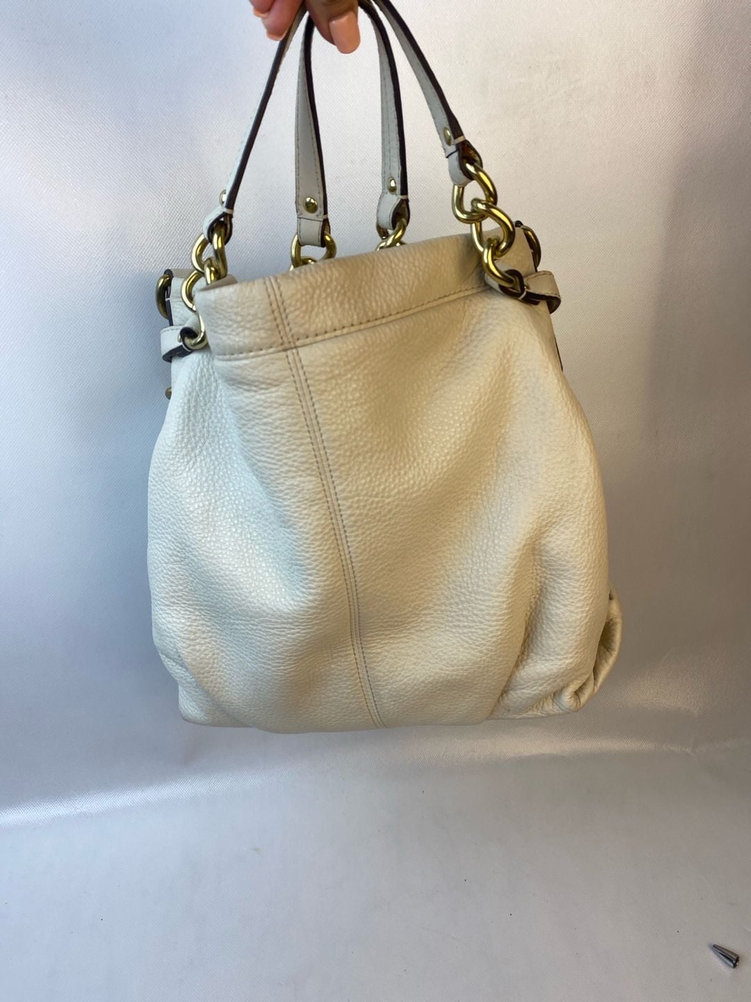 Coach Hobo Ivory Cream Pebbled Leather Shoulder Bag F17165 4