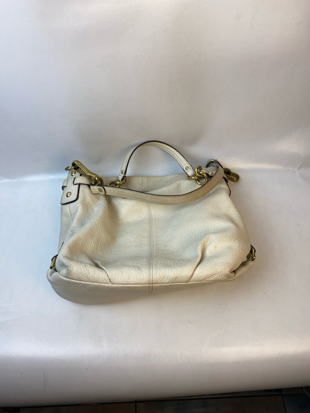 Coach Hobo Ivory Cream Pebbled Leather Shoulder Bag F17165 5