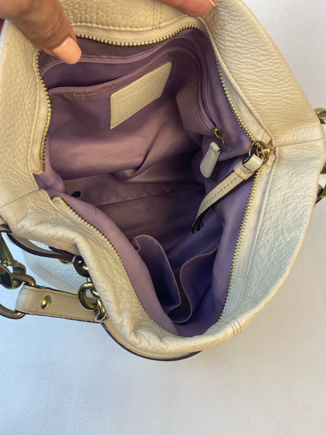 Coach Hobo Ivory Cream Pebbled Leather Shoulder Bag F17165 7