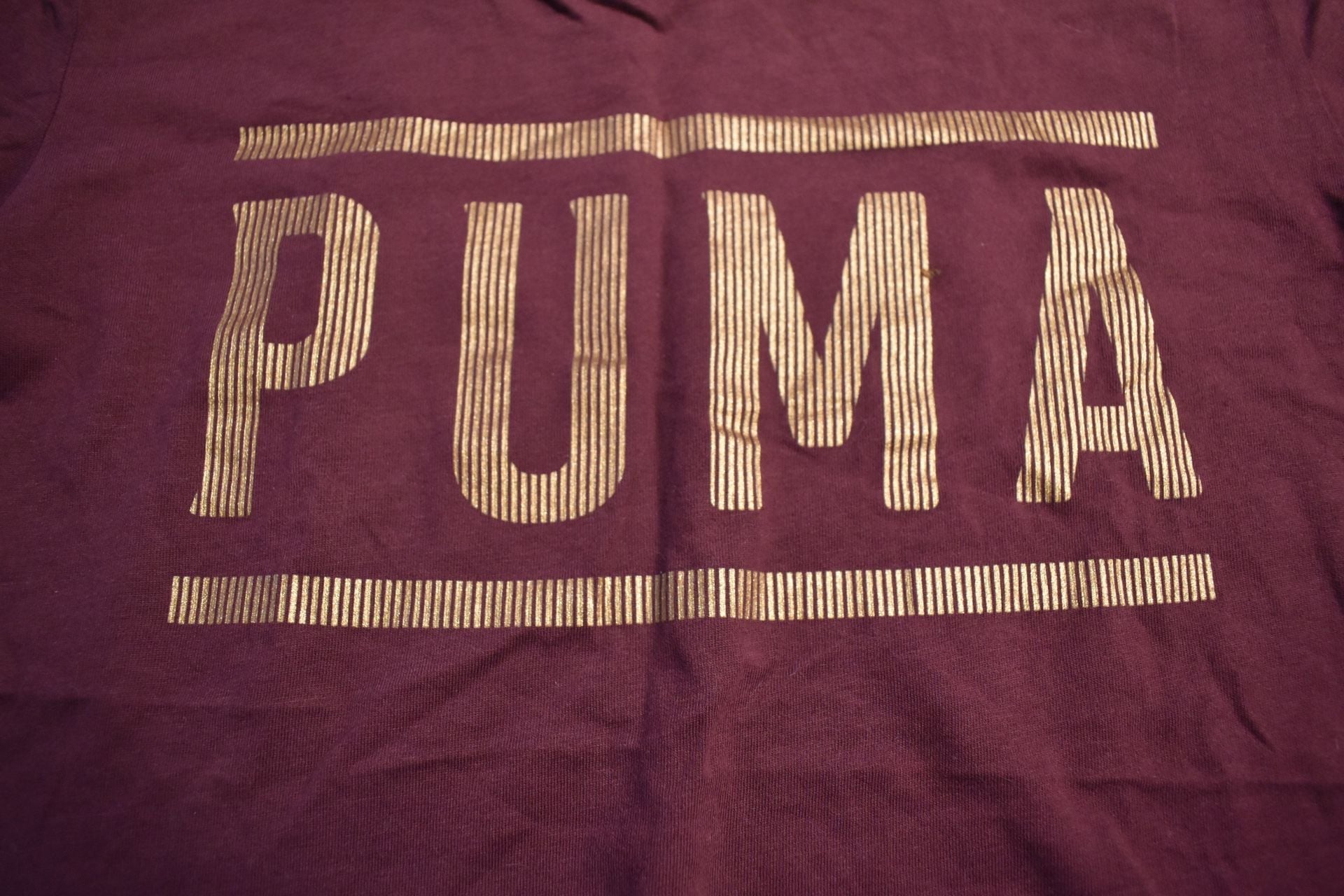 PUMA Women's Burgundy Graphic Logo Short Sleeve T-Shirt Size M 2
