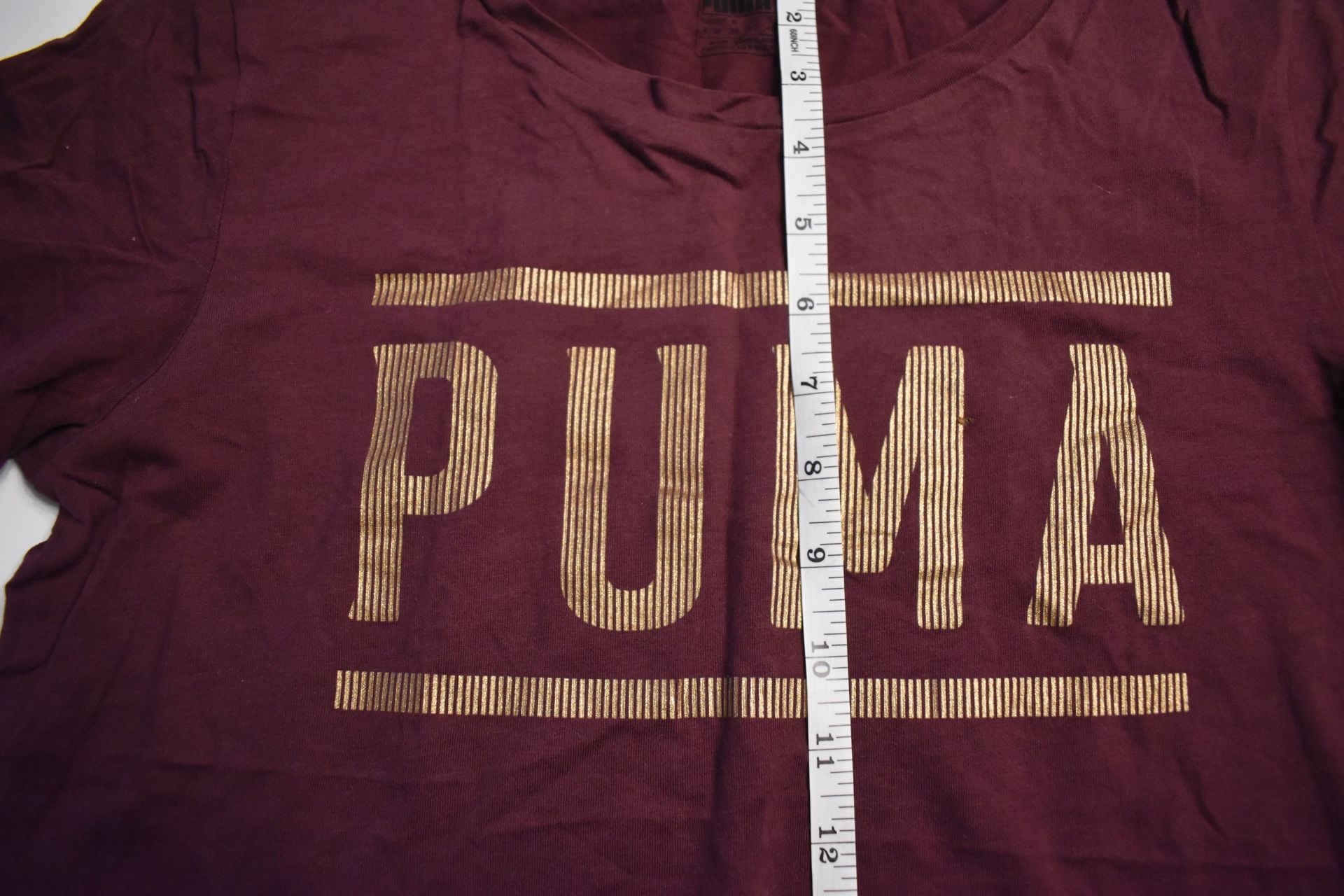 PUMA Women's Burgundy Graphic Logo Short Sleeve T-Shirt Size M 3