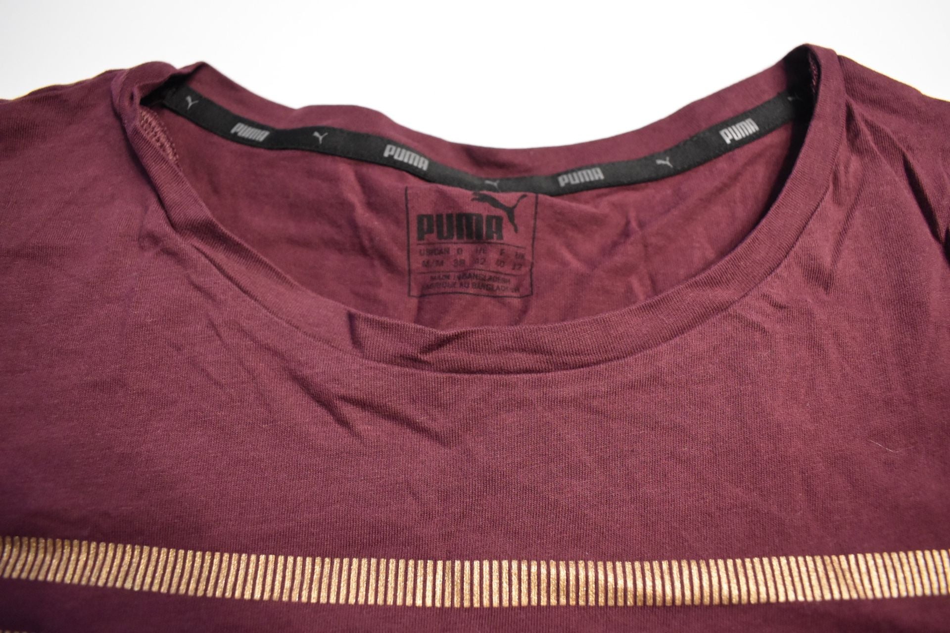 PUMA Women's Burgundy Graphic Logo Short Sleeve T-Shirt Size M 6