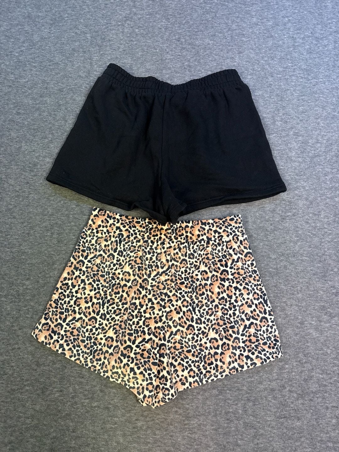 Victoria's Secret Mixed Sleep Shorts Bundle Leopard Fleece & Solid Black Size M 10
