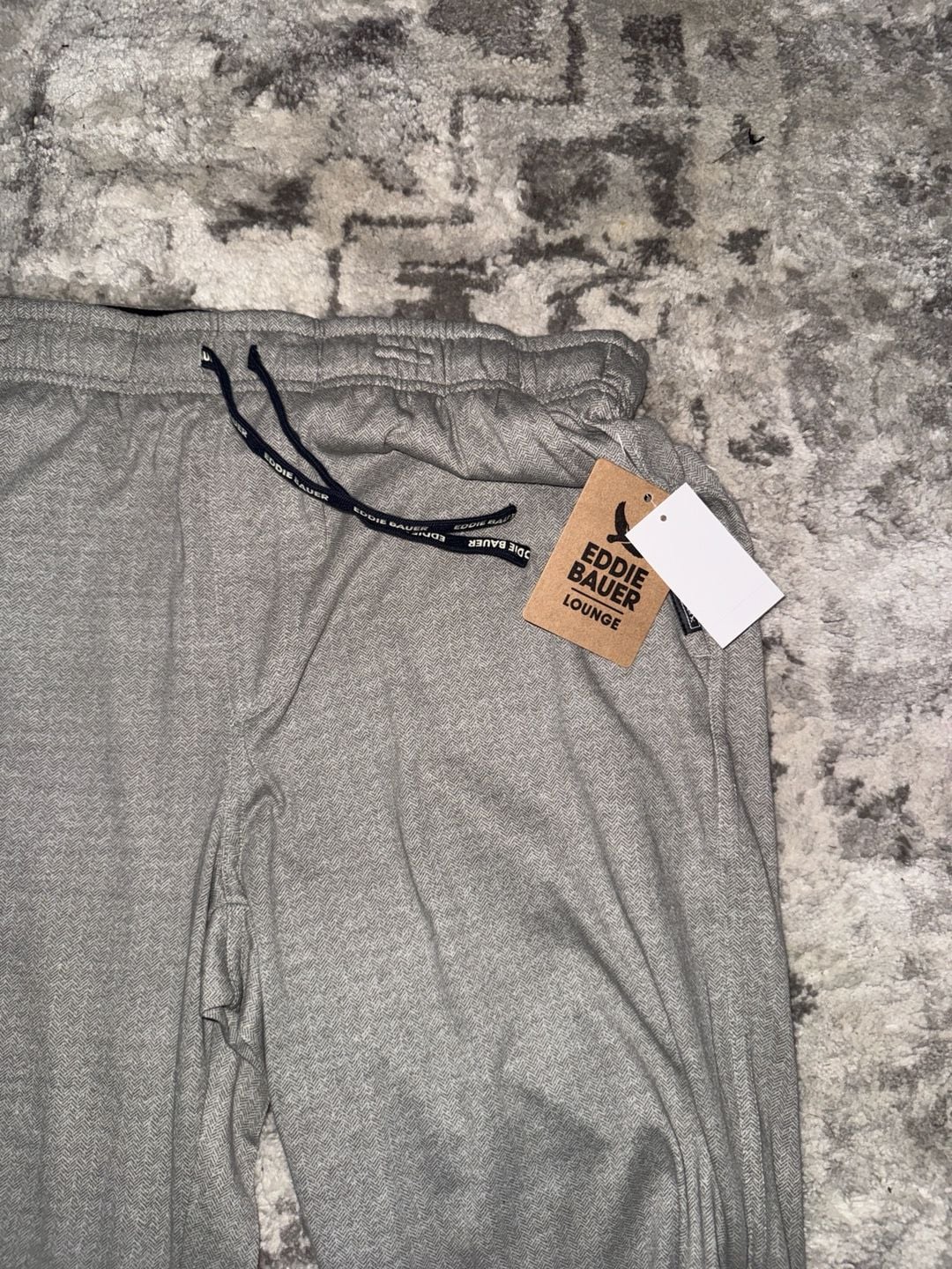 Eddie Bauer Men's Lounge Sleep Joggers Grey Herringbone Print 2