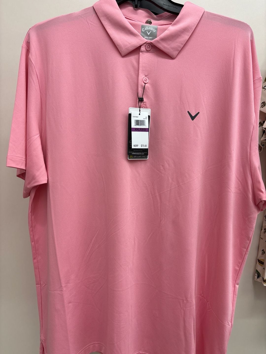 Callaway Men's Opti-Dri Micro Hex Performance Golf Polo Shirt - Pink 2
