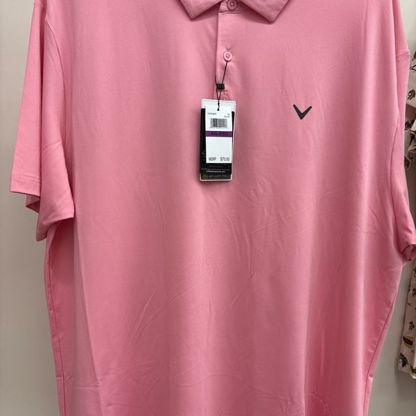 Callaway Men's Opti-Dri Micro Hex Performance Golf Polo Shirt - Pink