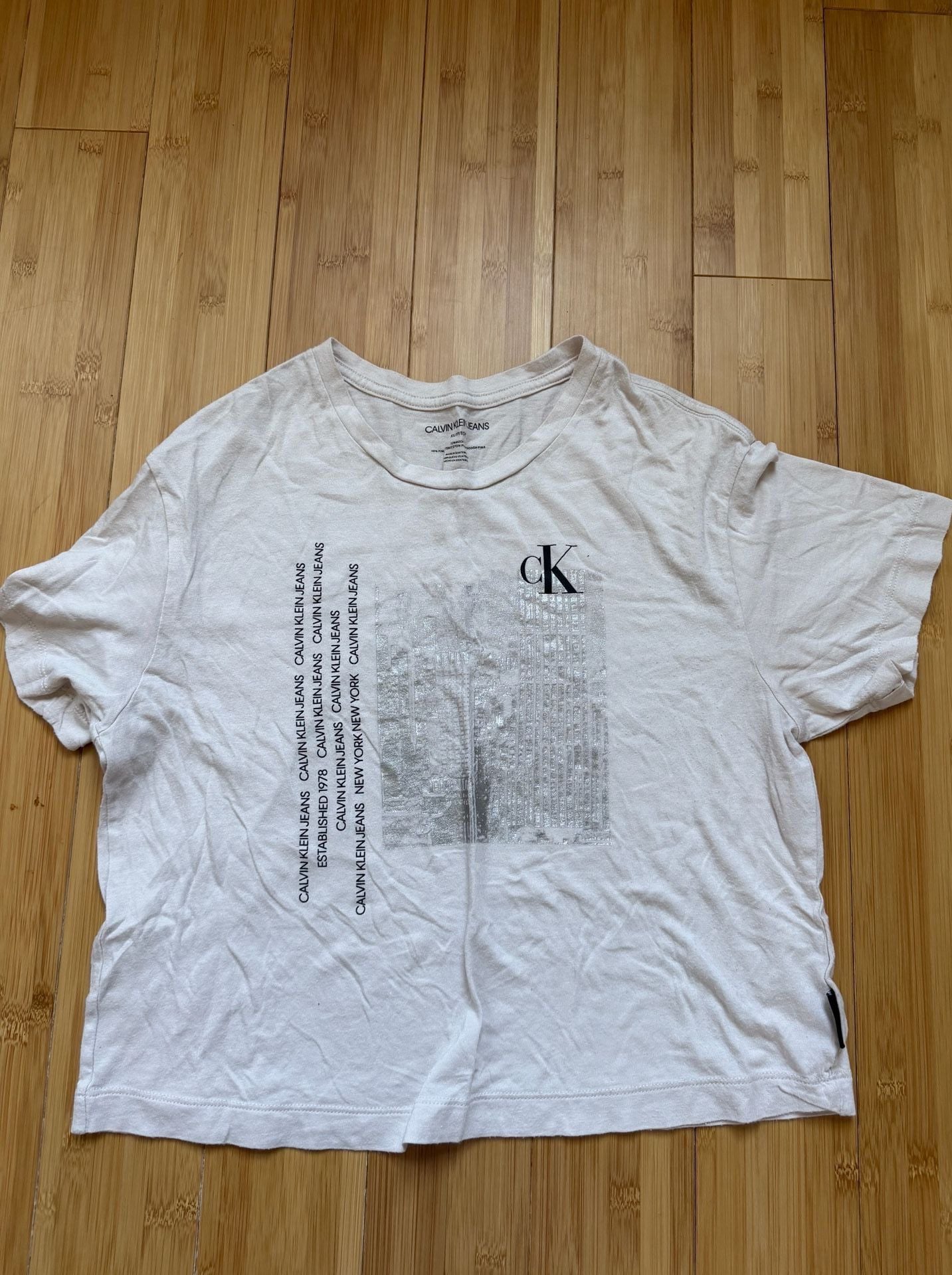Calvin Klein Jeans Urban Multi-Graphic Crop T-Shirt White XS 2