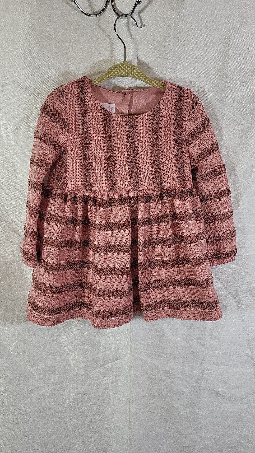 Bonnie Jean Toddler 2T Pink Stripe Textured Sweater Knit Dress 2