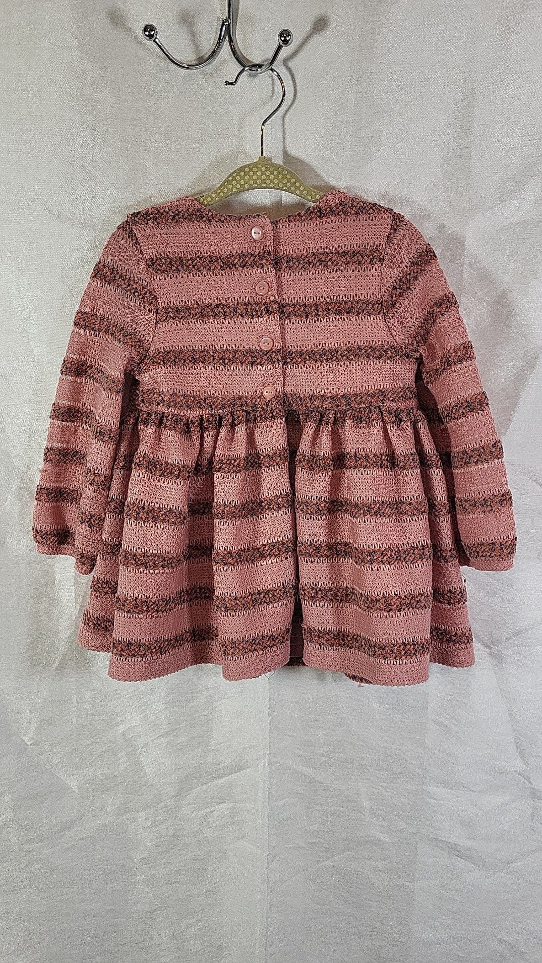 Bonnie Jean Toddler 2T Pink Stripe Textured Sweater Knit Dress 3