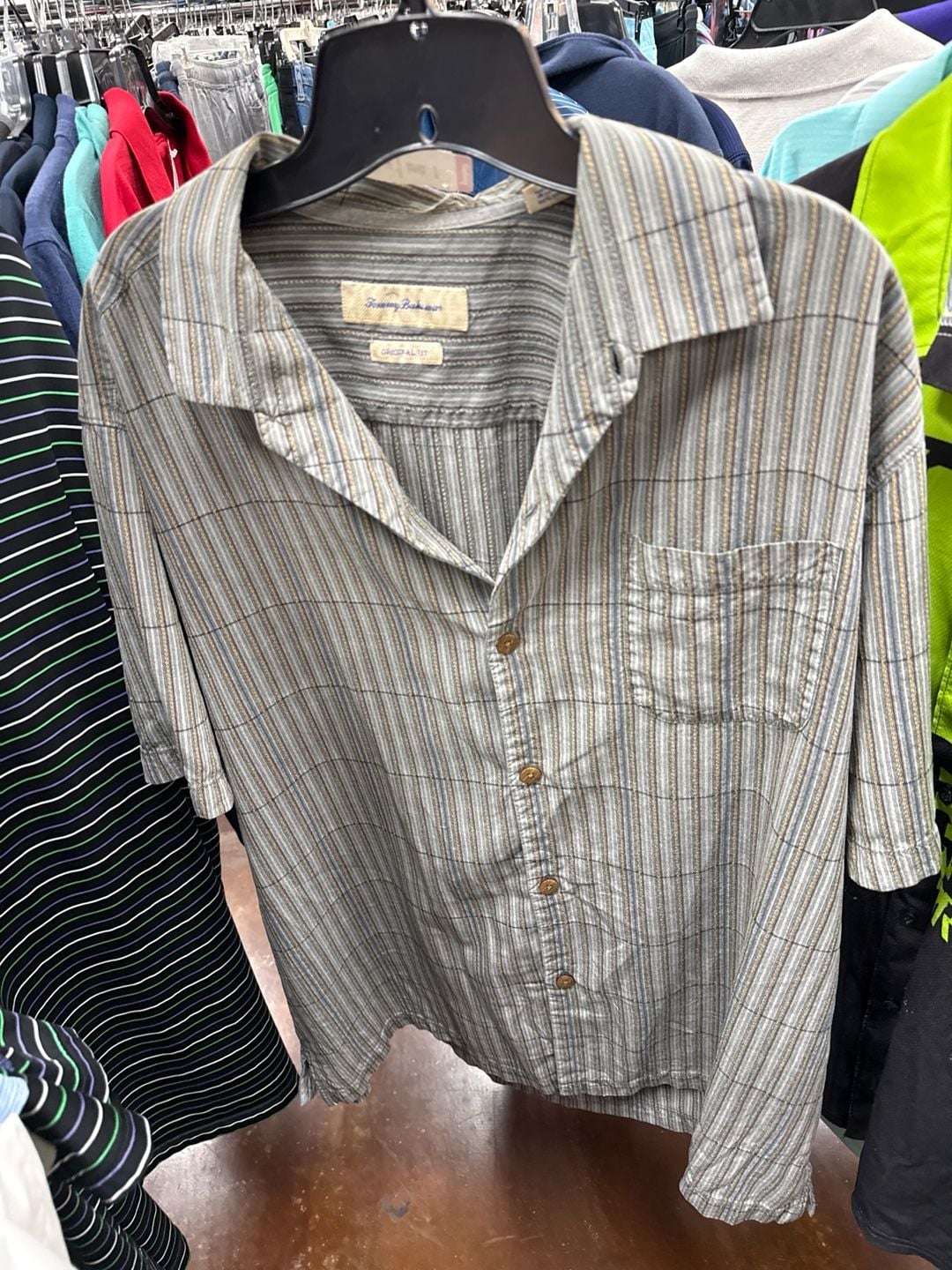 Tommy Bahama Original Fit Striped Silk Blend Short Sleeve Button Down Shirt 2