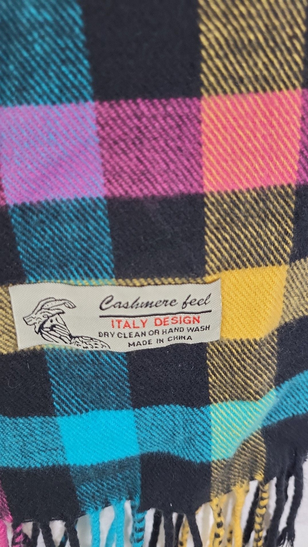 Multicolor Buffalo Plaid Cashmere Feel Winter Fringe Scarf 2
