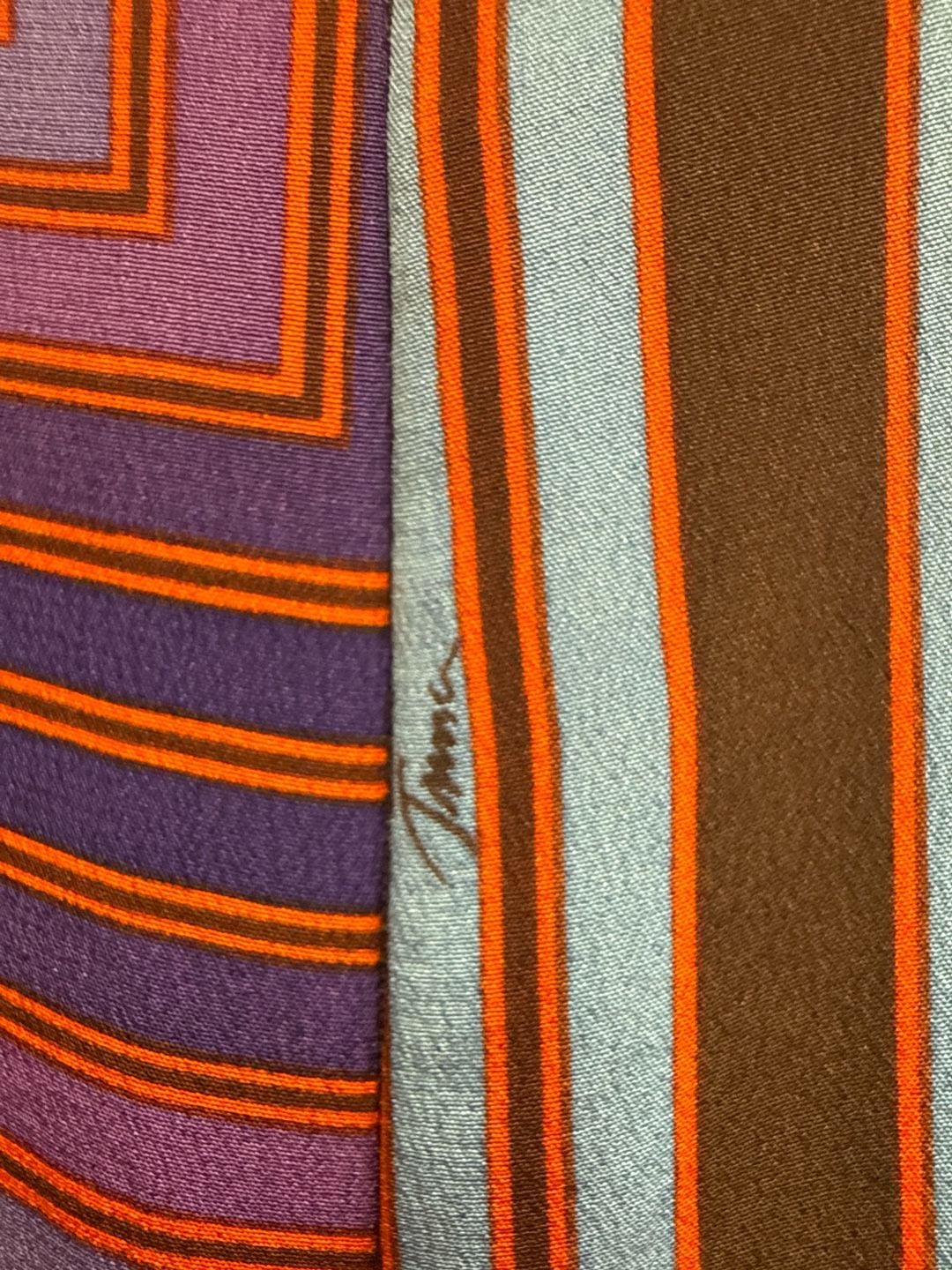 Trina Turk Silk Multicolored Geometric Linear Print Shift Dress 3/4 Sleeve Size 2 5