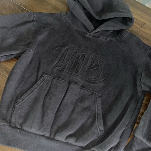 Taylor Swift The Tortured Poets Department Black Embossed TTPD Hoodie Size Small