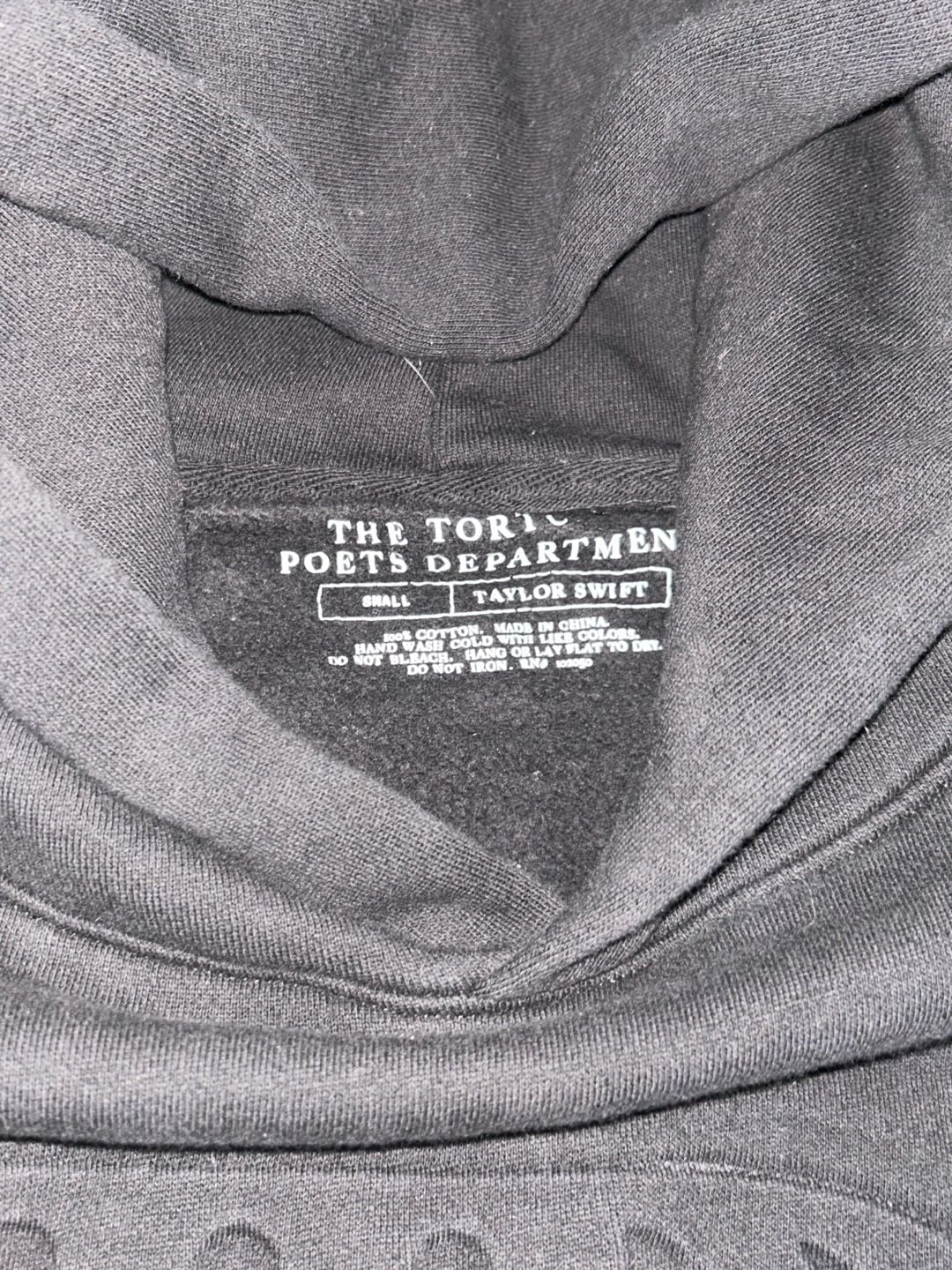 Taylor Swift The Tortured Poets Department Black Embossed TTPD Hoodie Size Small 3
