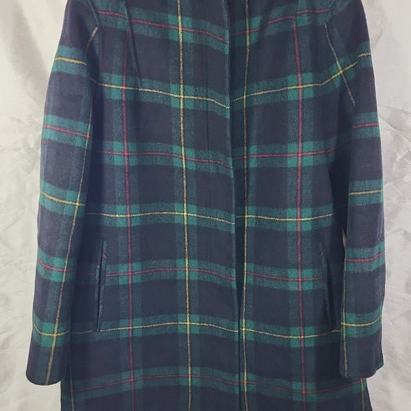 Talbots Double-Face Wool Blend Jacket in Black Watch Tartan Plaid, M