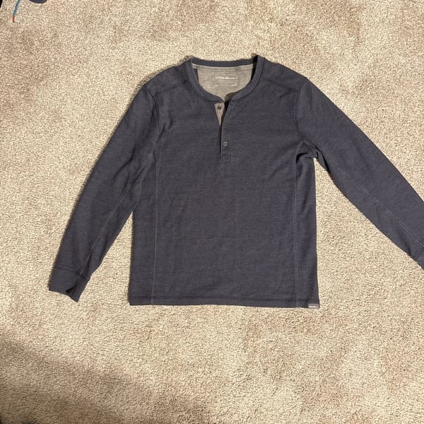 Men's Eddie Bauer Ultrasoft Thermal Henley Long Sleeve Shirt - Navy Blue Heather