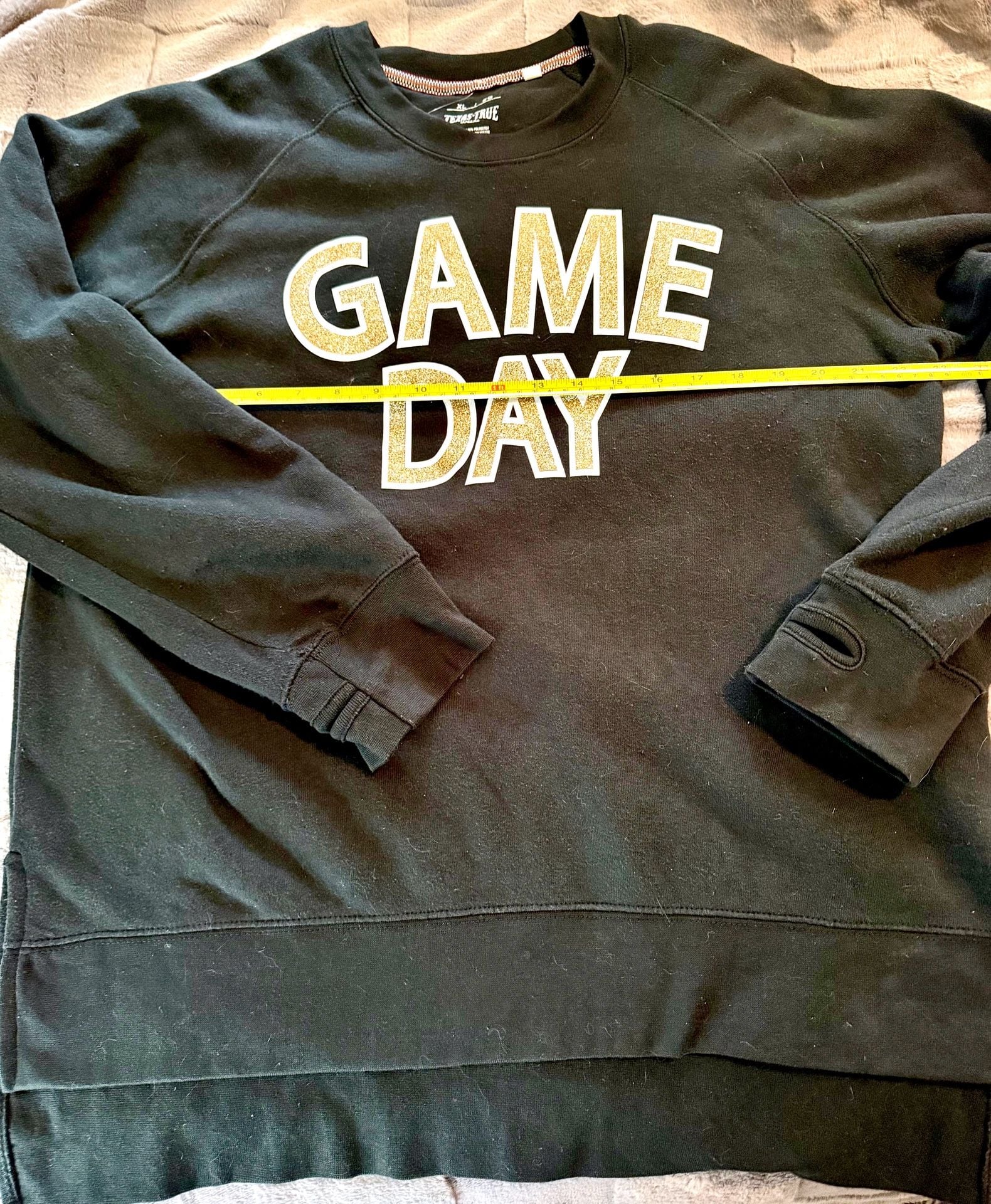 Texas True Threads Black Gameday Crewneck Sweatshirt with Gold Glitter Letters 4