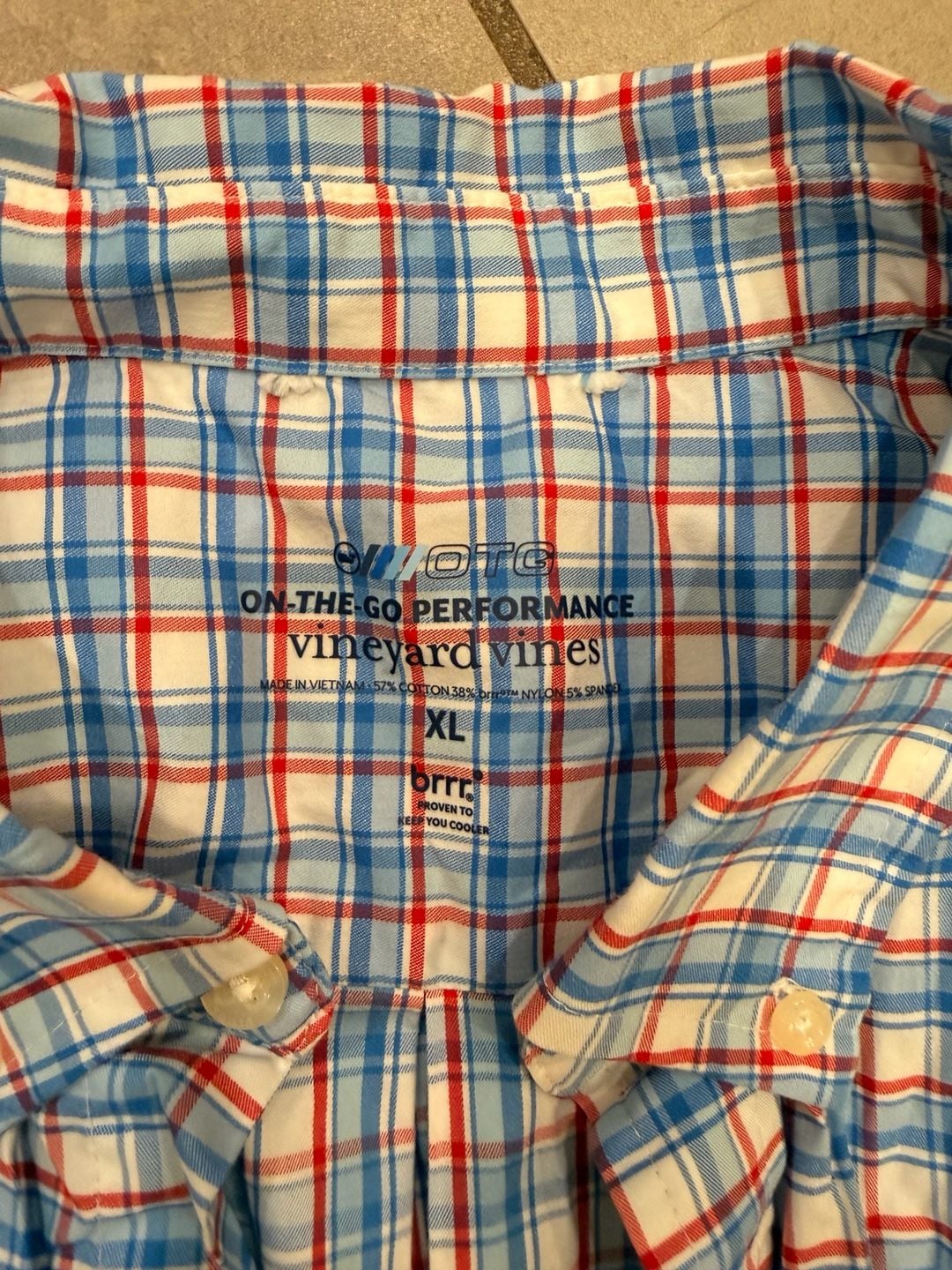 Vineyard Vines On-The-Go Performance brrrº Plaid Button Down Shirt XL 4