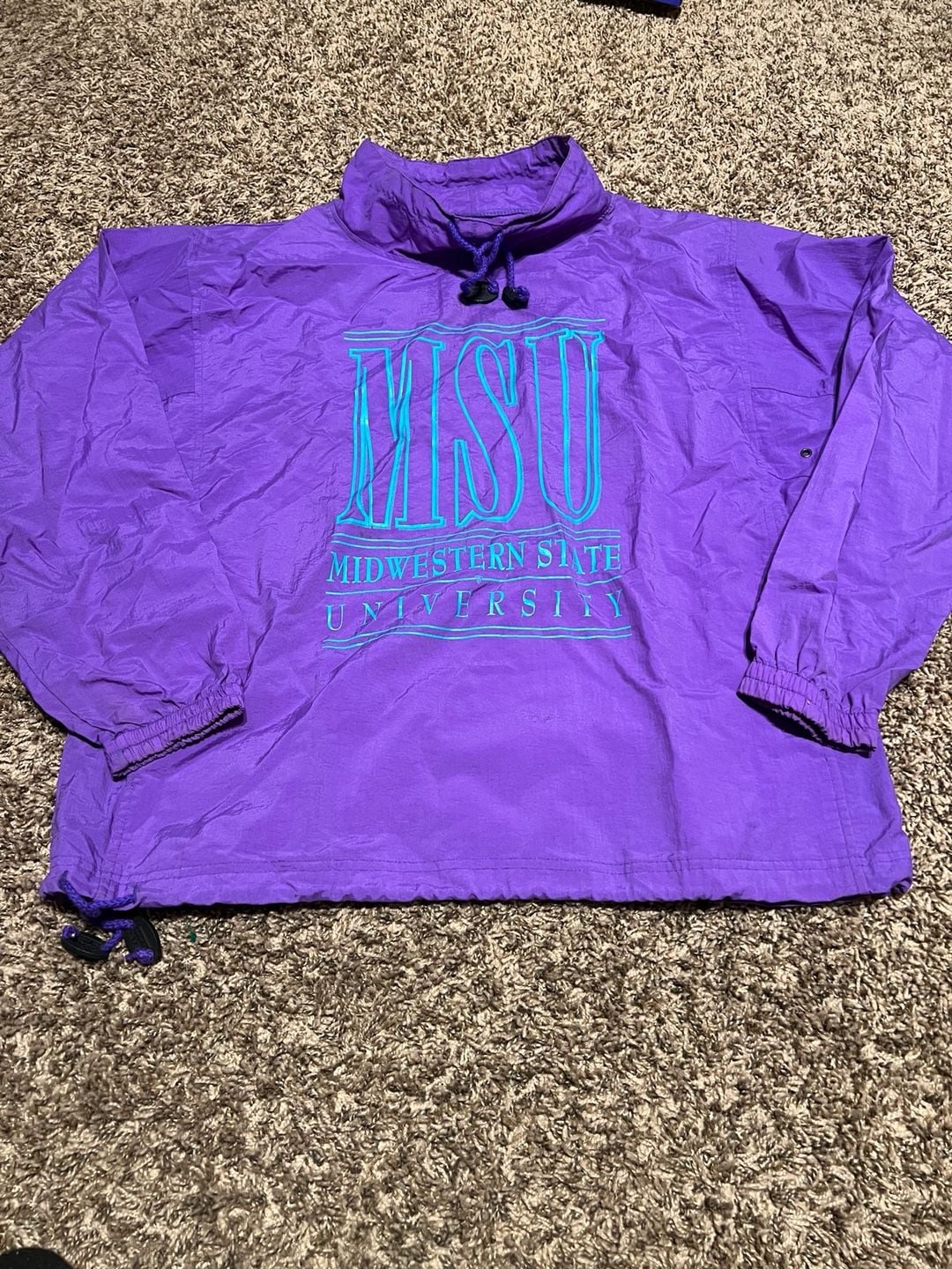 Vintage 90s Gear For Sports Midwestern State University Purple Nylon Windbreaker Pullover 2