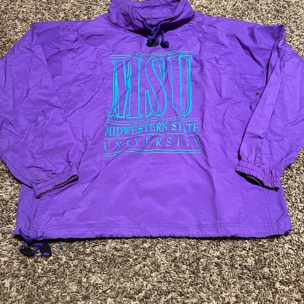 Vintage 90s Gear For Sports Midwestern State University Purple Nylon Windbreaker Pullover