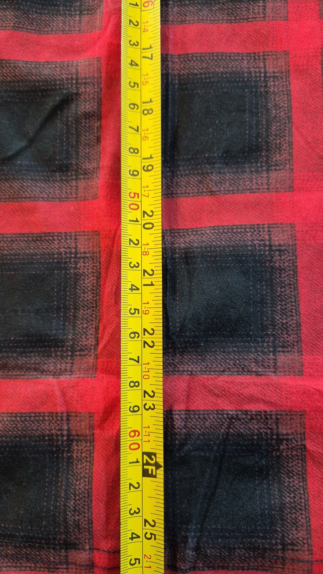 Oshffan Women's Red and Black Plaid Puff Sleeve Round Neck Top Small 7