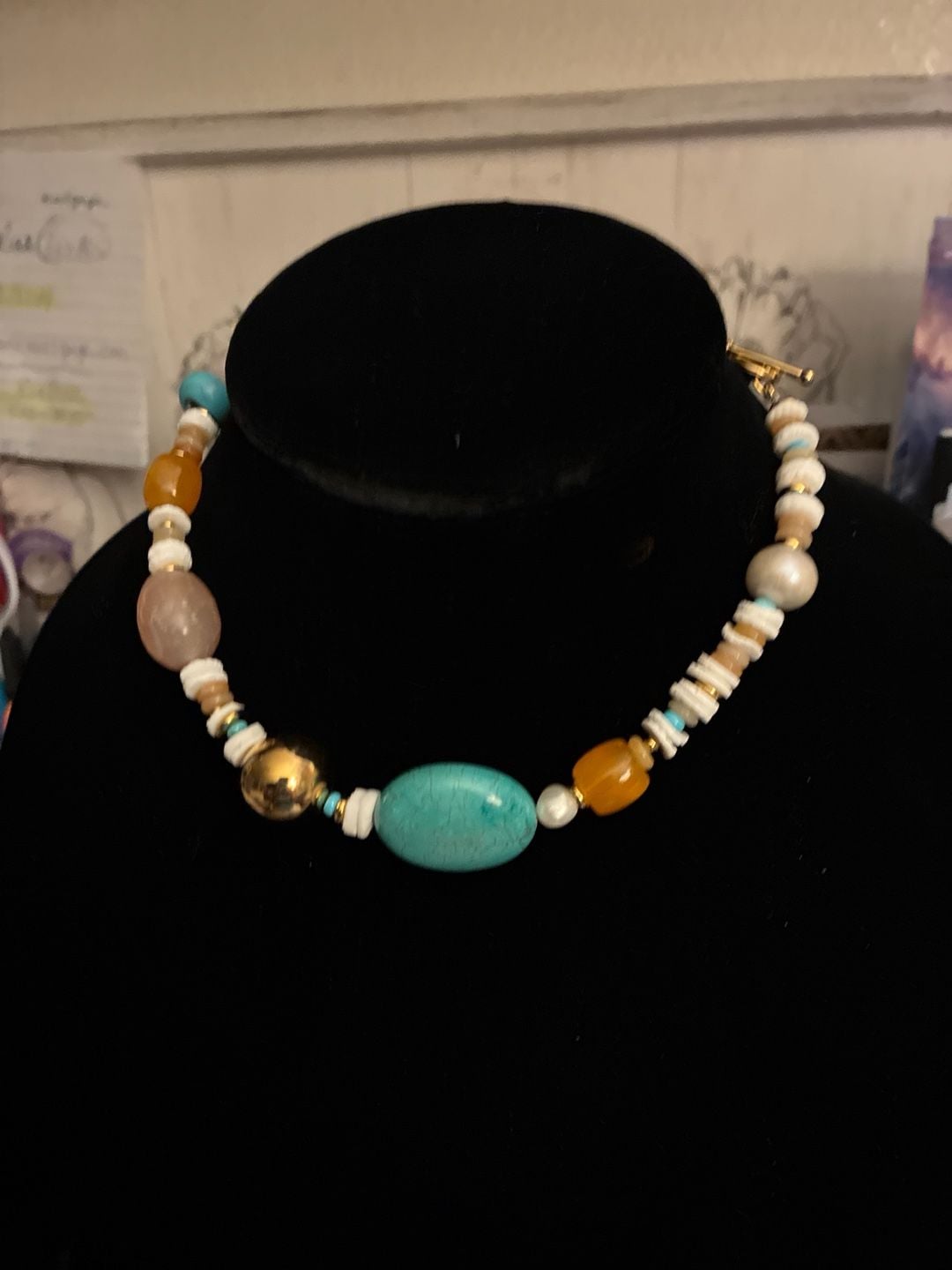 Mayamar Bold Stone Beaded Mixed Gemstone Necklace 2