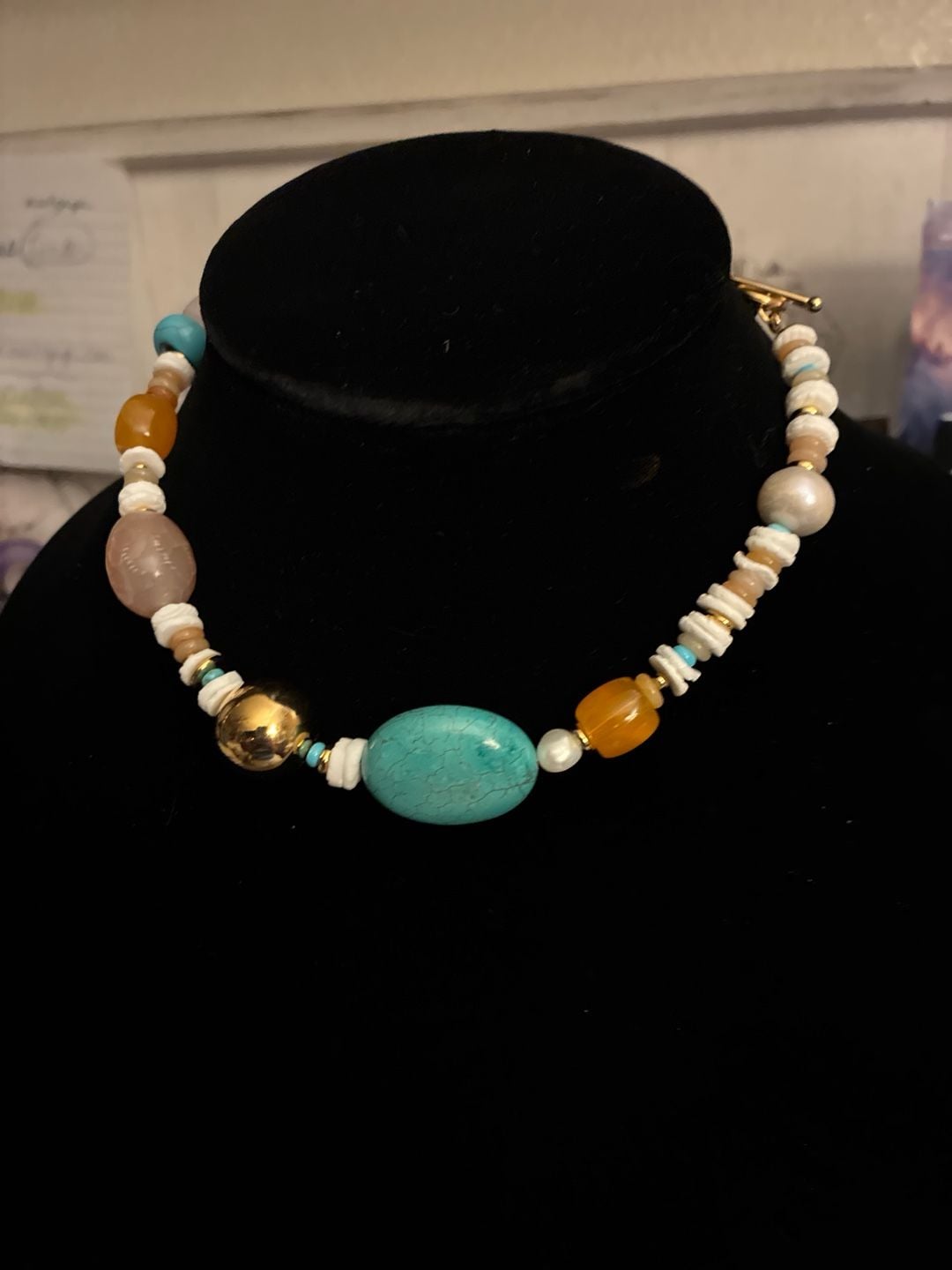 Mayamar Bold Stone Beaded Mixed Gemstone Necklace 3