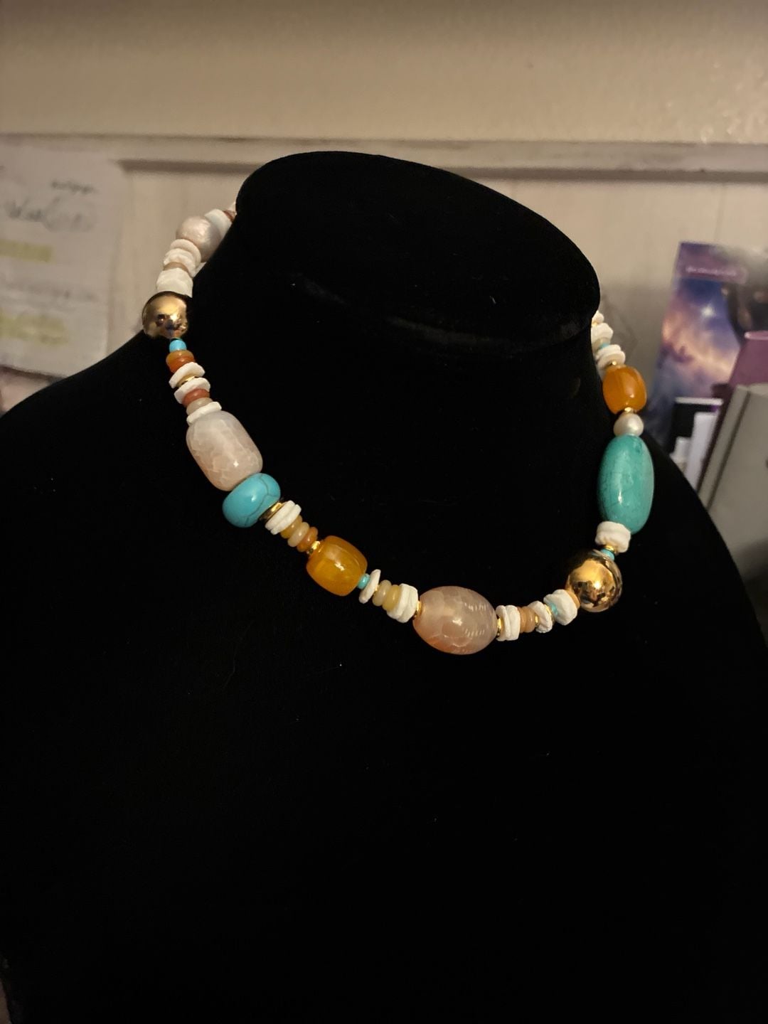Mayamar Bold Stone Beaded Mixed Gemstone Necklace 9