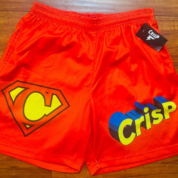 NWT CRISP NYC Mens Red Mesh Superman Inspired Shorts sz XXL 