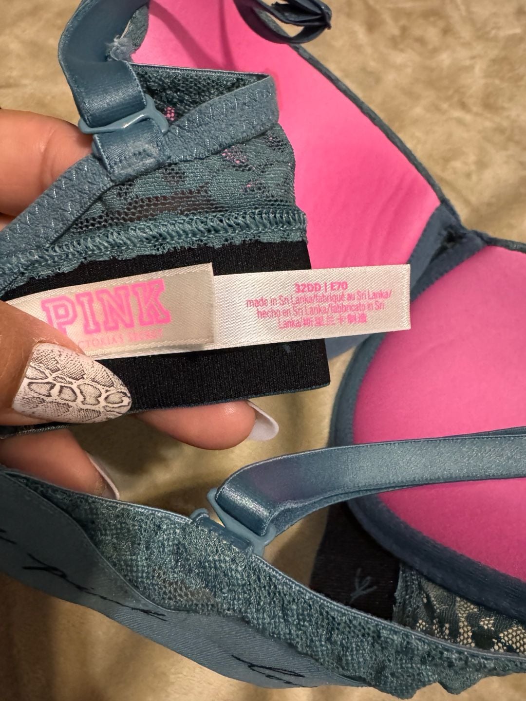Victorias Secret Pink Push Up bra 32DD Green 4