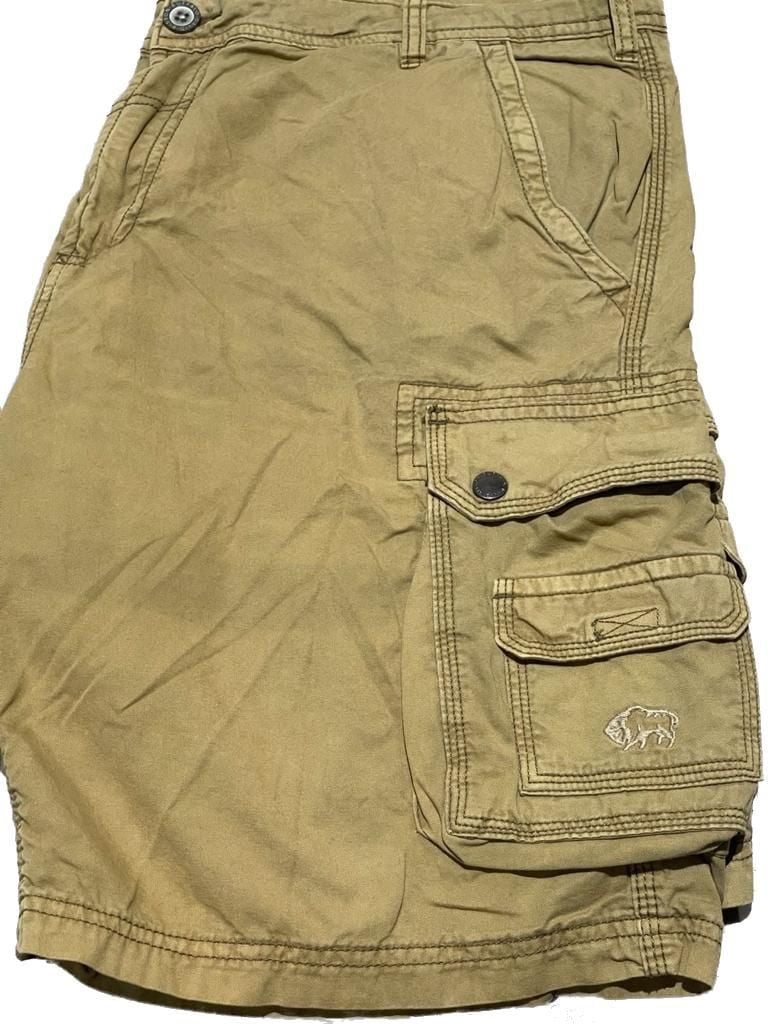 Buffalo David Bitton Men's Tan Khaki Cargo Shorts with Multi-Pockets size 36 4