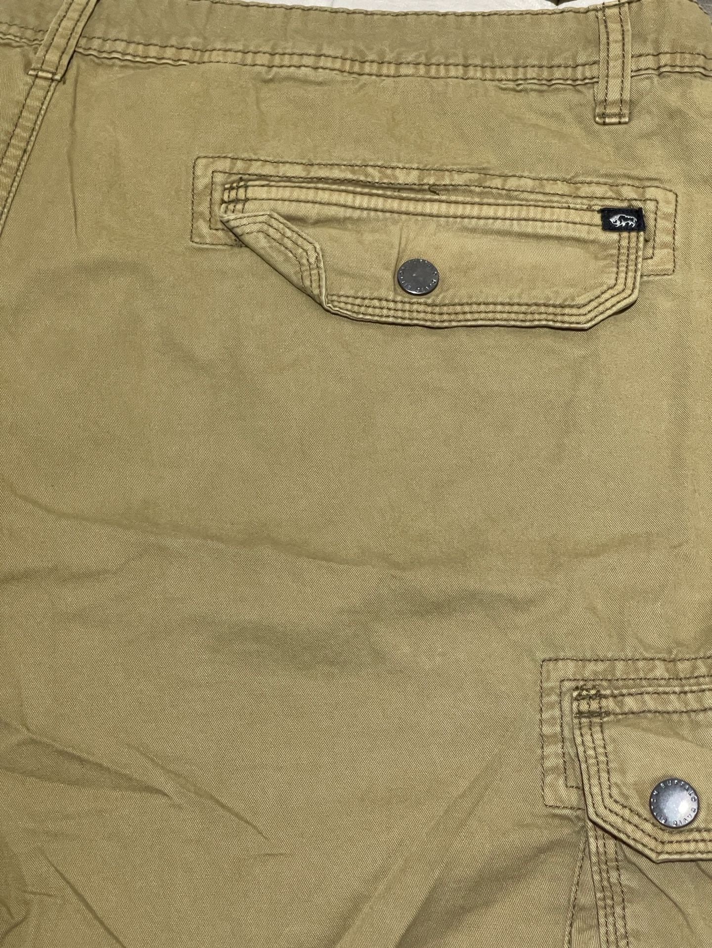 Buffalo David Bitton Men's Tan Khaki Cargo Shorts with Multi-Pockets size 36 6