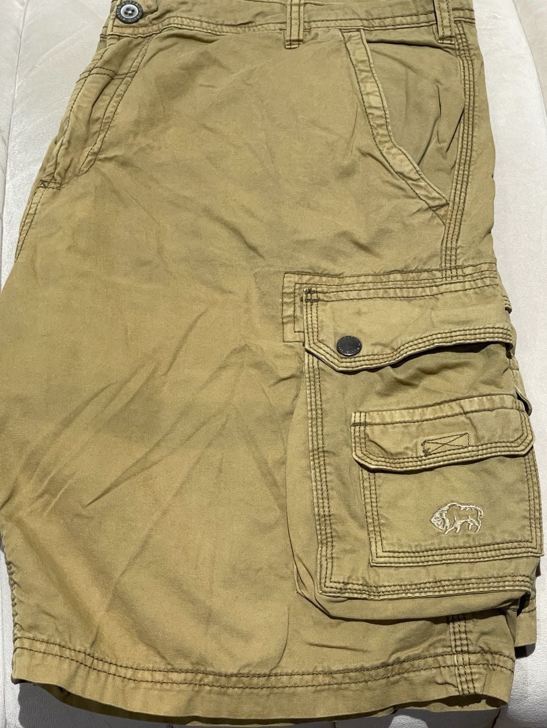 Buffalo David Bitton Men's Tan Khaki Cargo Shorts with Multi-Pockets size 36 9