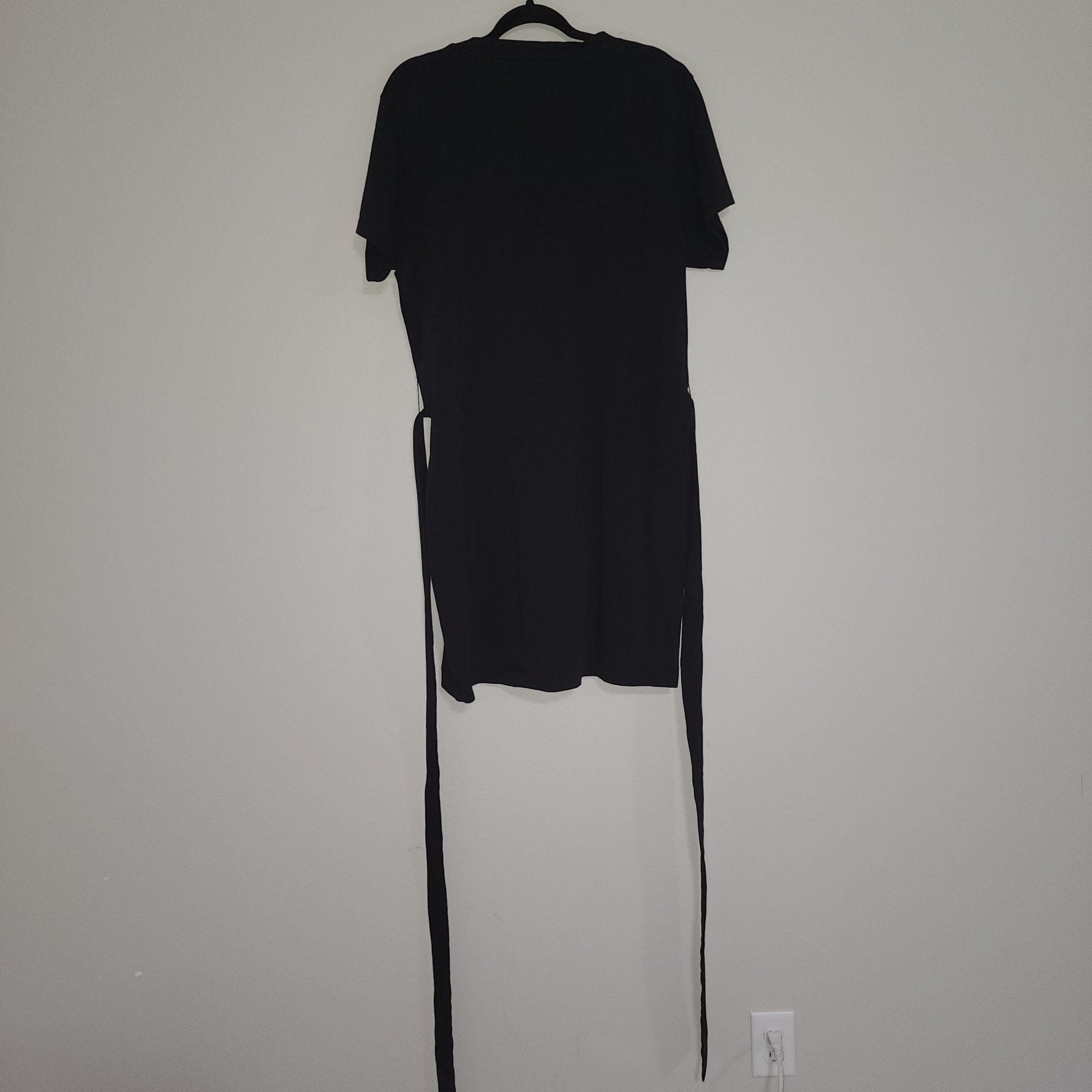Vince. Black 100% Cotton Short Sleeve Tie-Waist T-Shirt Mini Dress XL 8
