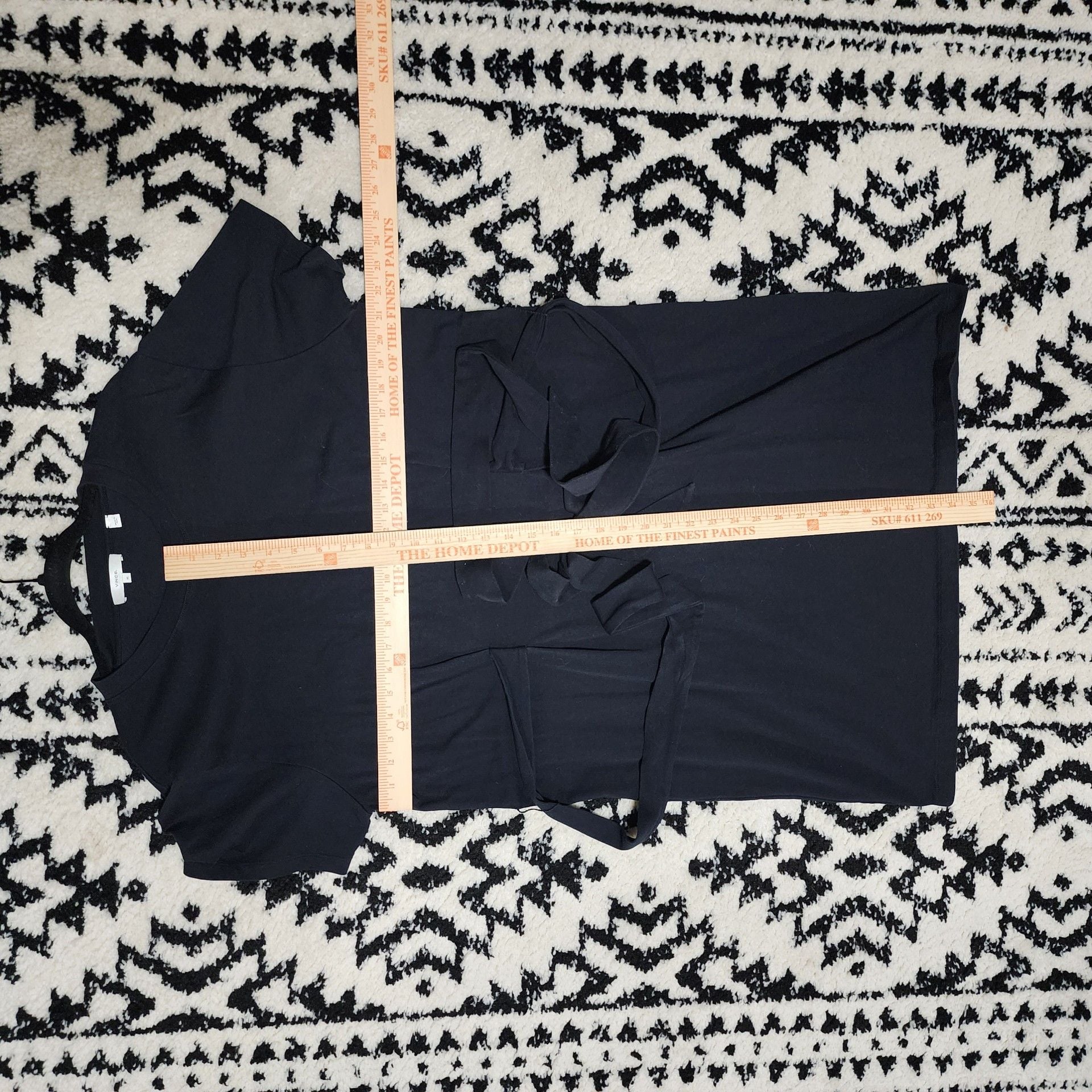 Vince. Black 100% Cotton Short Sleeve Tie-Waist T-Shirt Mini Dress XL 11