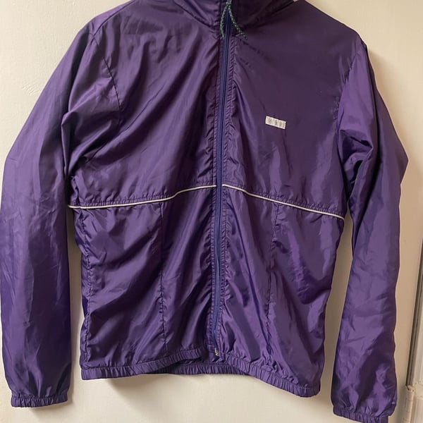 Vintage Hind Made in USA Purple Reflective Full Zip Running Windbreaker Jacket