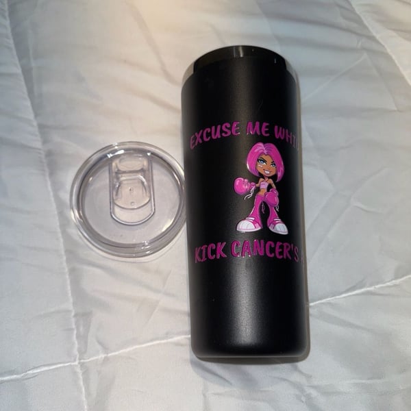 Breast Cancer Awareness Tumbler, Pink Boxer Empowerment Graphic, 20oz
