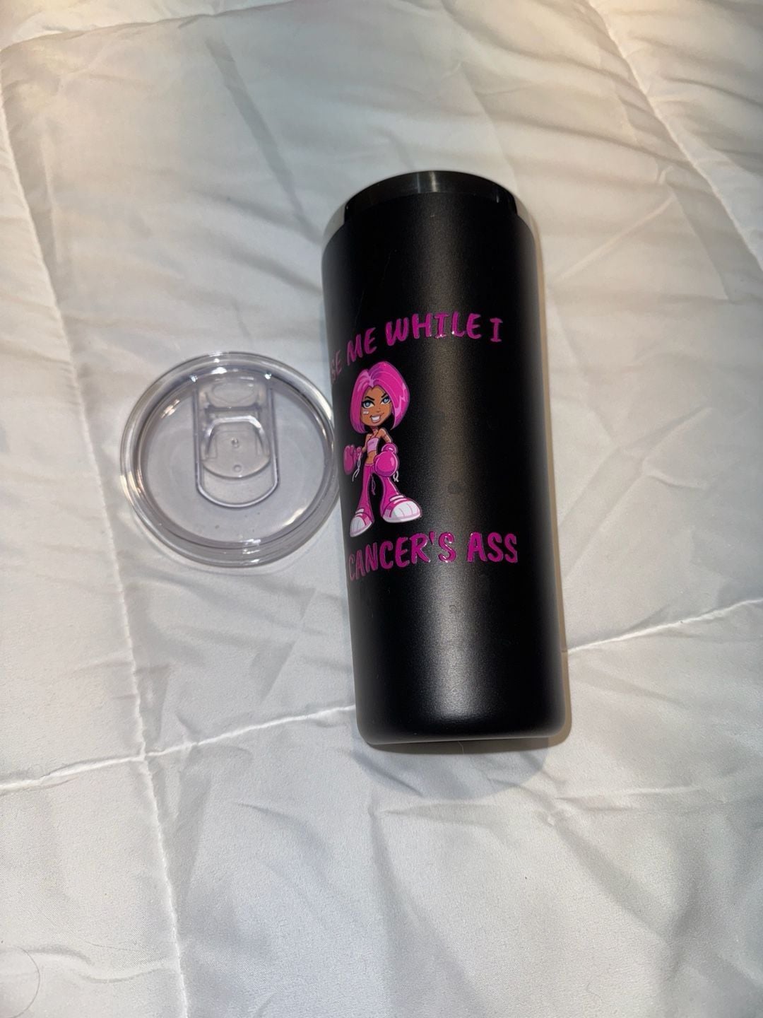 Breast Cancer Awareness Tumbler, Pink Boxer Empowerment Graphic, 20oz 2
