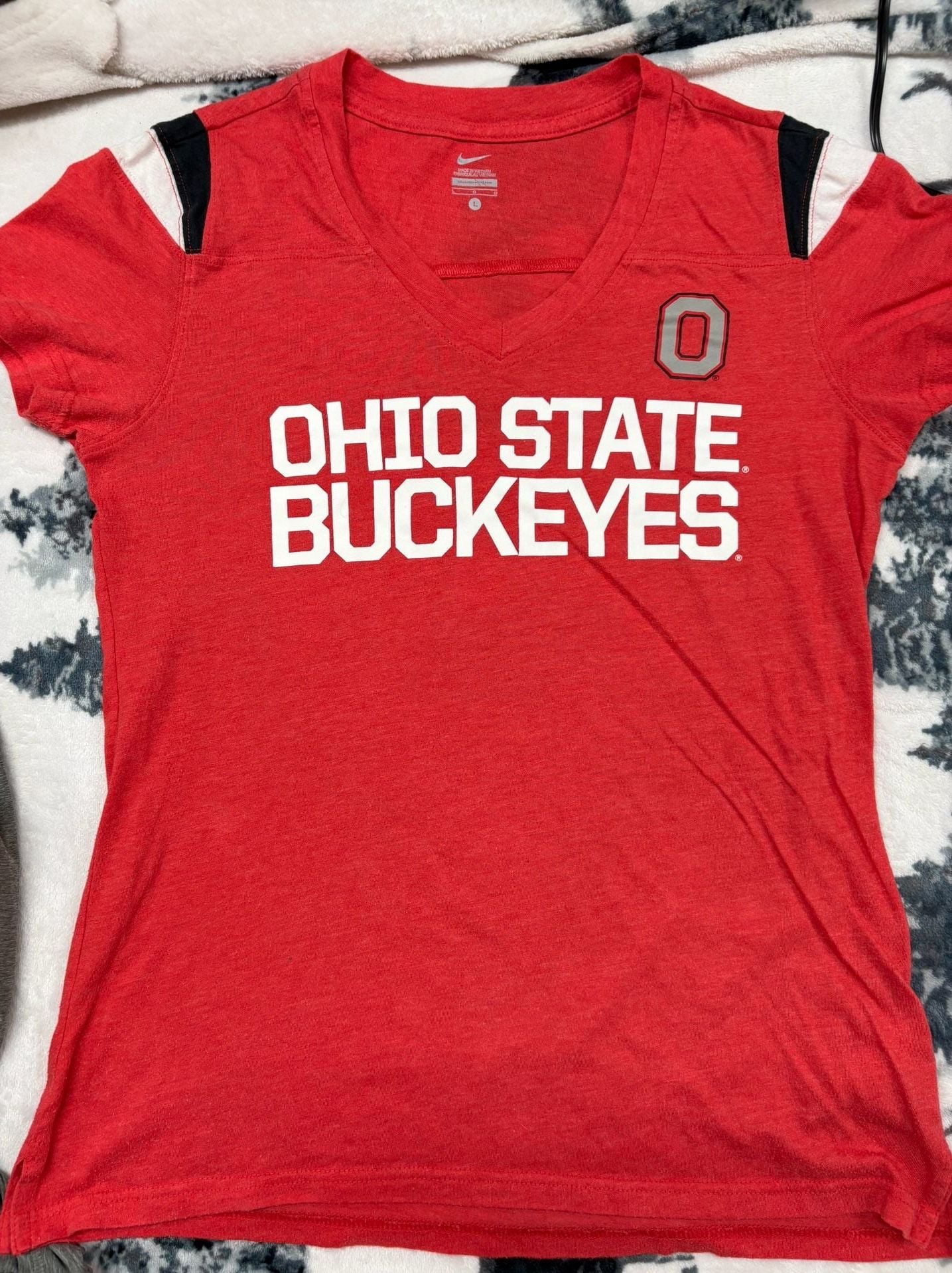 Nike Ohio State Buckeyes Women's Blitz Tri-Blend V-Neck T-Shirt Size L 2