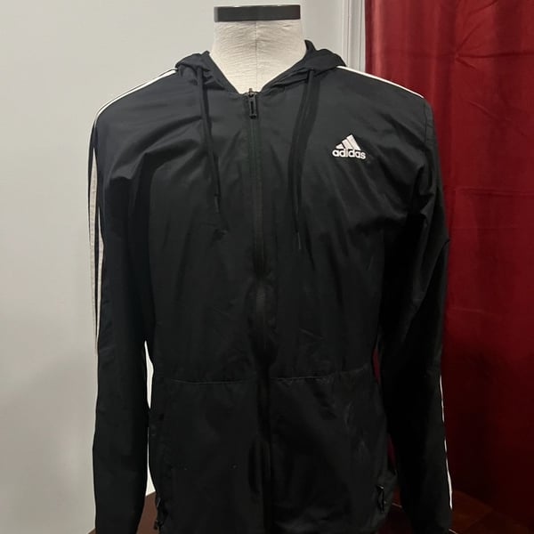 adidas Men's Essentials 3-Stripes Woven Windbreaker Jacket Black