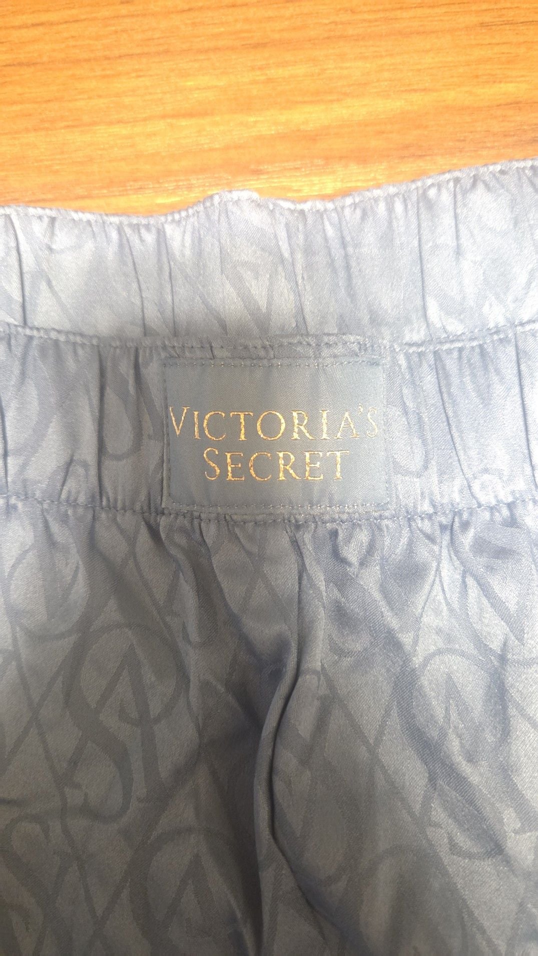 Victoria's Secret Blue Satin VS Logo Jacquard Sleep Shorts size M NWT 4