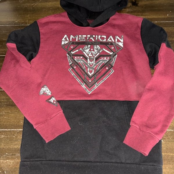 American Fighter Boys Burleson Hooded Sweatshirt in Jester Red Black