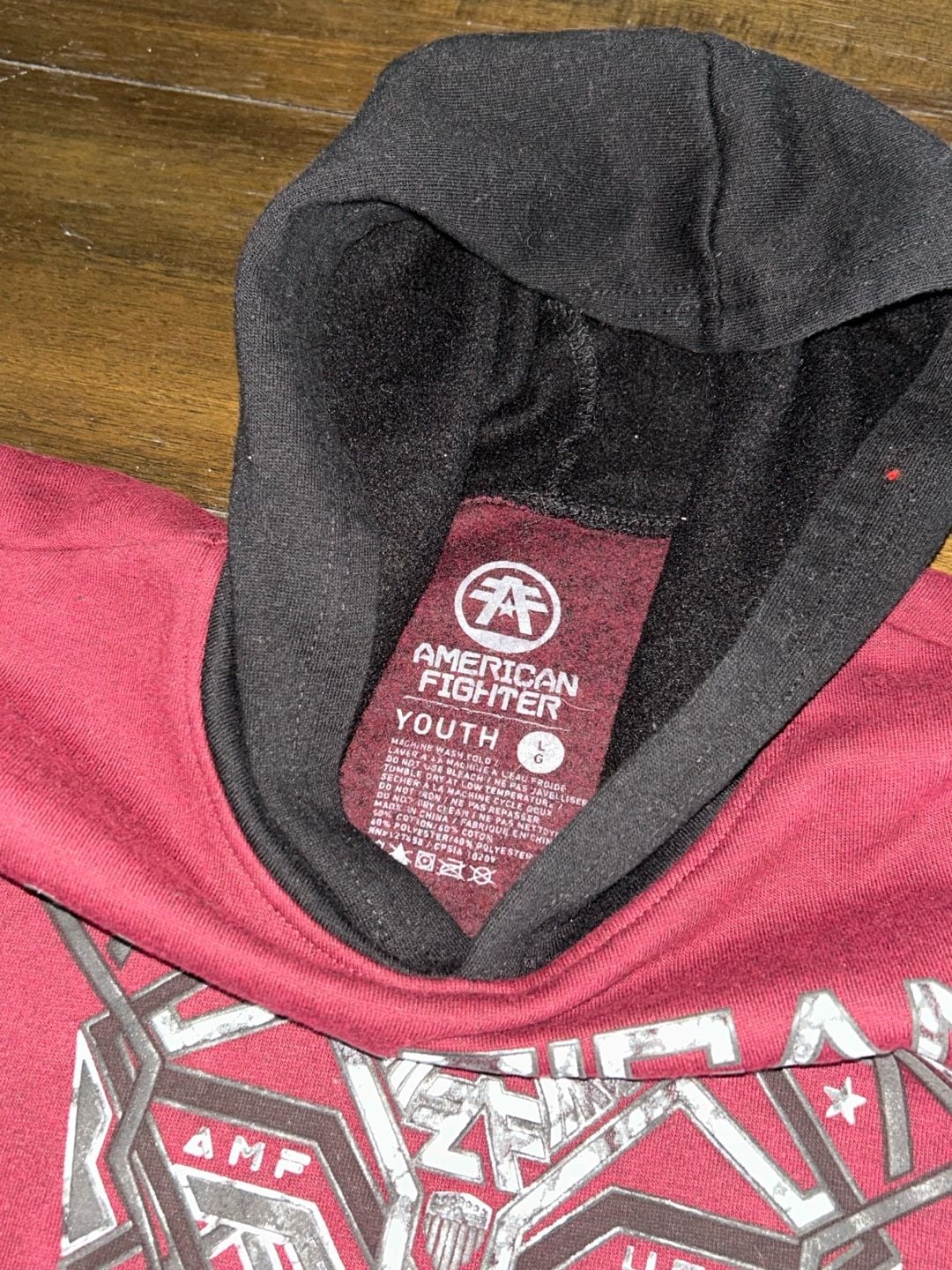 American Fighter Boys Burleson Hooded Sweatshirt in Jester Red Black 3