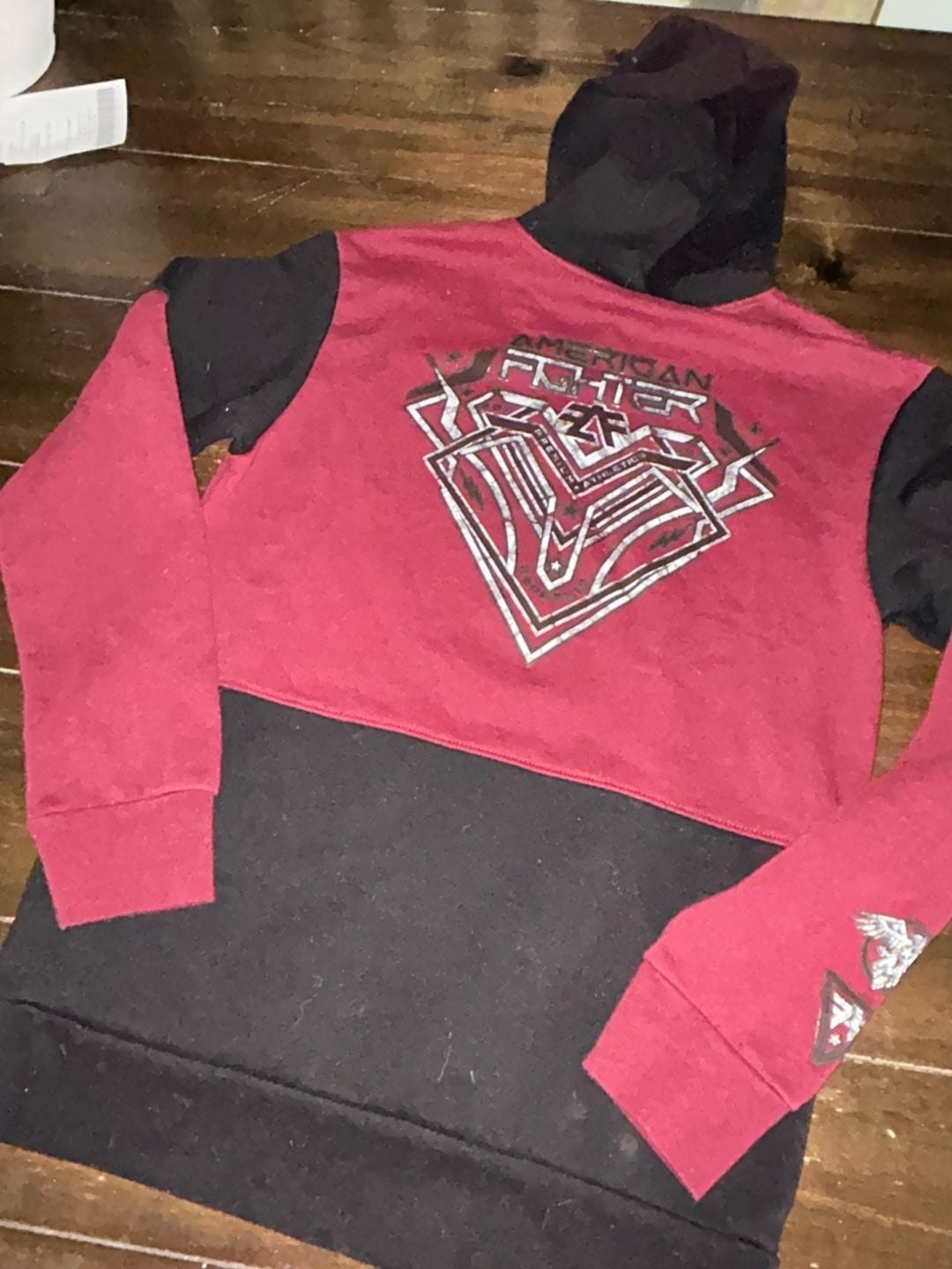 American Fighter Boys Burleson Hooded Sweatshirt in Jester Red Black 4