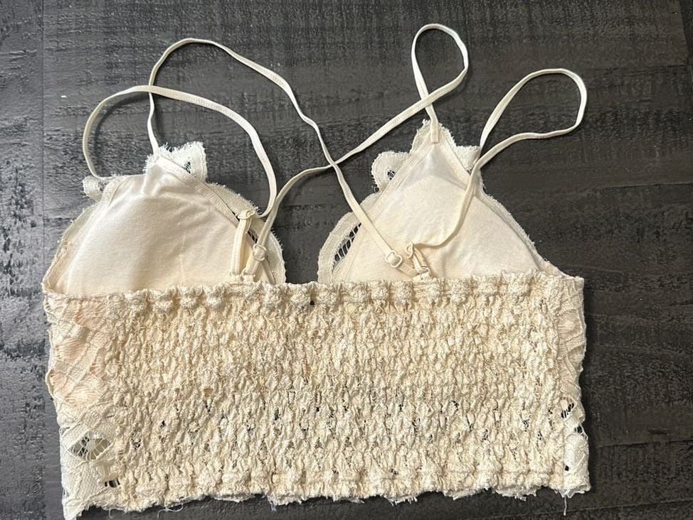 Anemone FT0918 Smocked Back Floral Lace Bralette in Cream#303 2