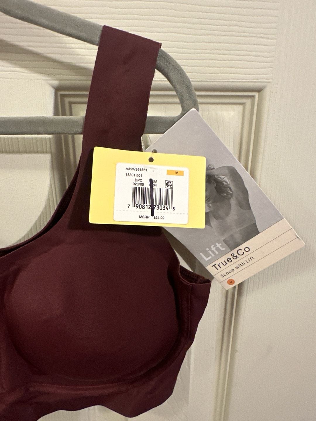 True & Co. True Body Scoop with Lift Bralette in Burgundy, Size Medium 2