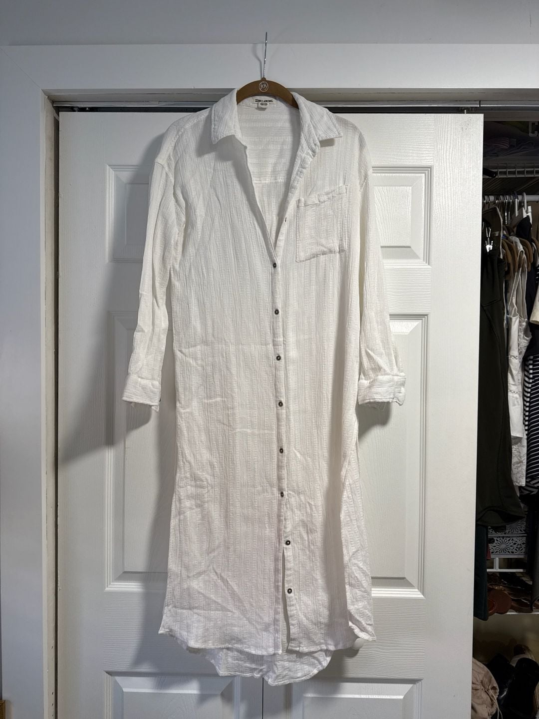 Billabong Women's Wavey Daze Cotton Gauze Maxi Shirt Dress Cover Up 2